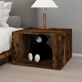 Bedside Table Smoked Oak 57x55x36 cm Engineered Wood - Side View