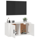 Wall Mounted TV Cabinet White 80x34.5x40 cm - 45-Degree Angle
