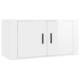 Wall Mounted TV Cabinet High Gloss White 80x34.5x40 cm - Front View