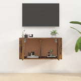 Wall Mounted TV Cabinet Smoked Oak 80x34.5x40 cm - Side View