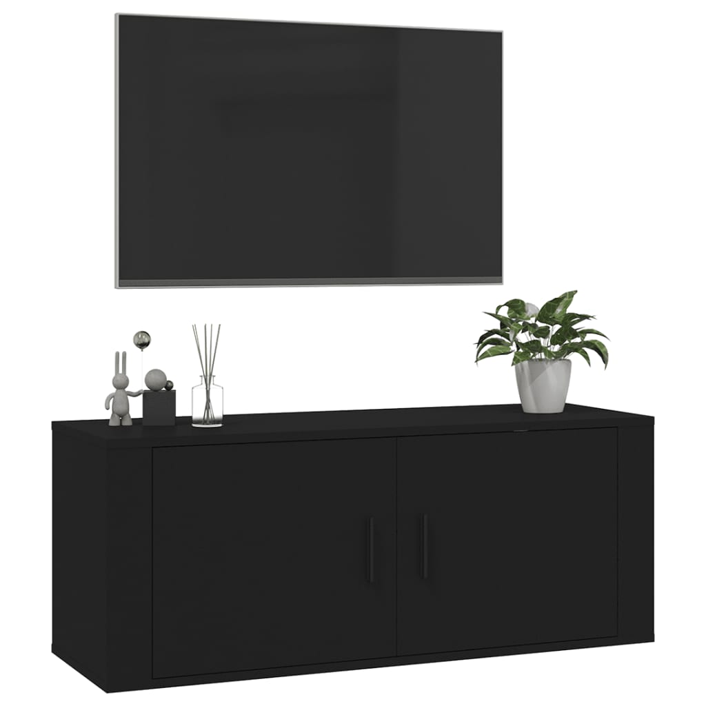Wall Mounted TV Cabinet Black 100x34.5x40 cm