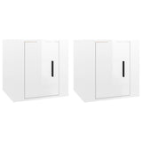 Wall Mounted TV Cabinets 2 pcs High Gloss White 40x34.5x40 cm - Front View