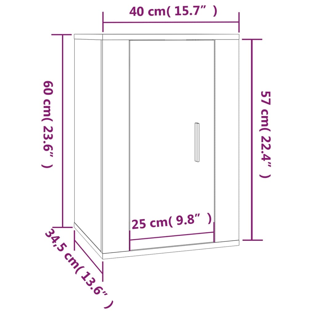 Wall Mounted TV Cabinets 2 pcs High Gloss White 40x34.5x60 cm