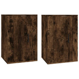 Wall Mounted TV Cabinets 2 pcs Smoked Oak 40x34.5x60 cm - Front View
