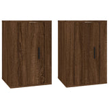 Wall Mounted TV Cabinets 2 pcs Brown Oak 40x34.5x60 cm - Front View