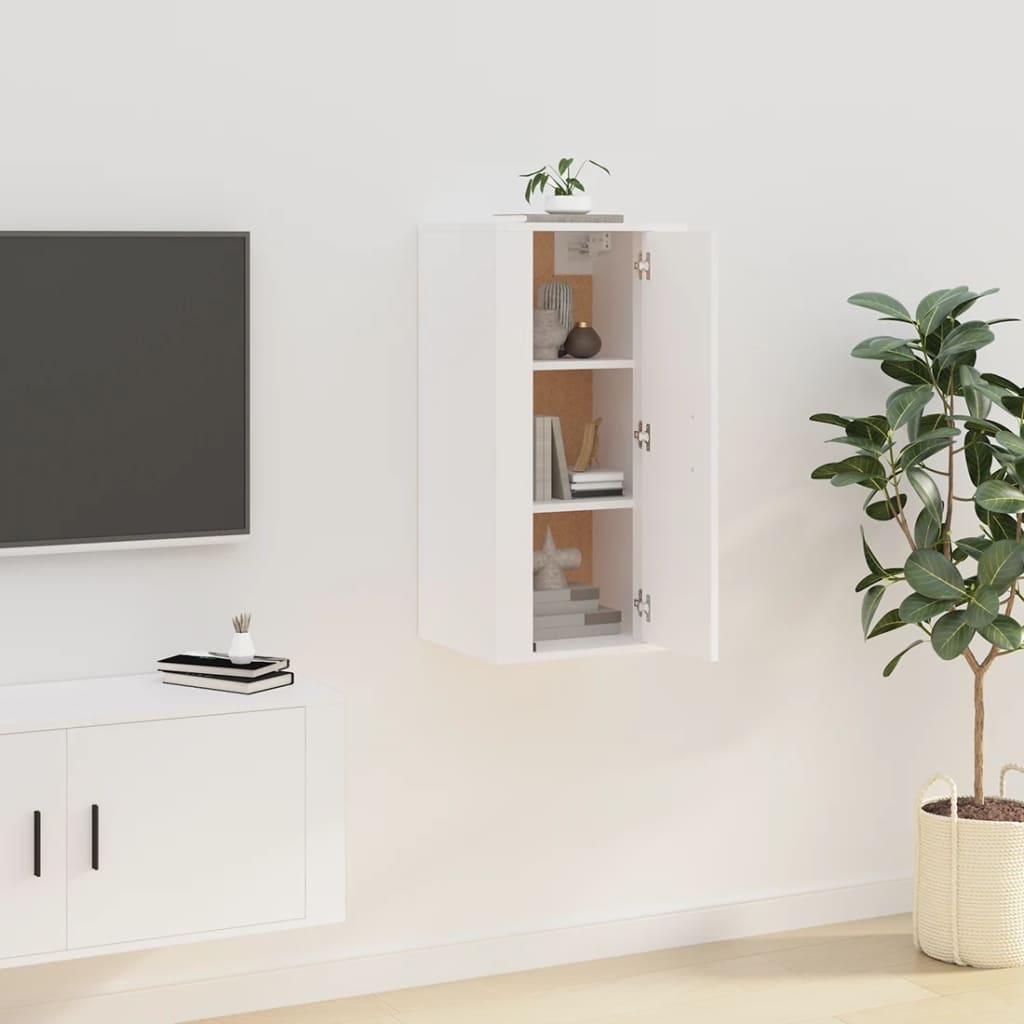 Wall Mounted TV Cabinet White 40x34.5x80 cm