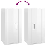 Wall Mounted TV Cabinet High Gloss White 40x34.5x80 cm - Low Angle