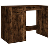 Desk Smoked Oak 100x49x75 cm Engineered Wood - Front View