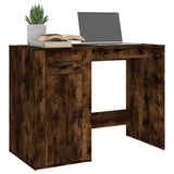 Desk Smoked Oak 100x49x75 cm Engineered Wood - Top-Down View