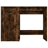 Desk Smoked Oak 100x49x75 cm Engineered Wood - Rear View