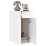 Desk Cabinet High Gloss White 40x49x75 cm Engineered Wood - 45-Degree Angle