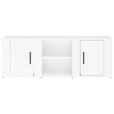 TV Cabinet High Gloss White 100x31.5x35 cm Engineered Wood - 45-Degree Angle