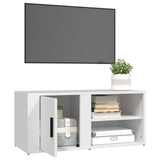 TV Cabinet White 80x31.5x36 cm Engineered Wood - 45-Degree Angle