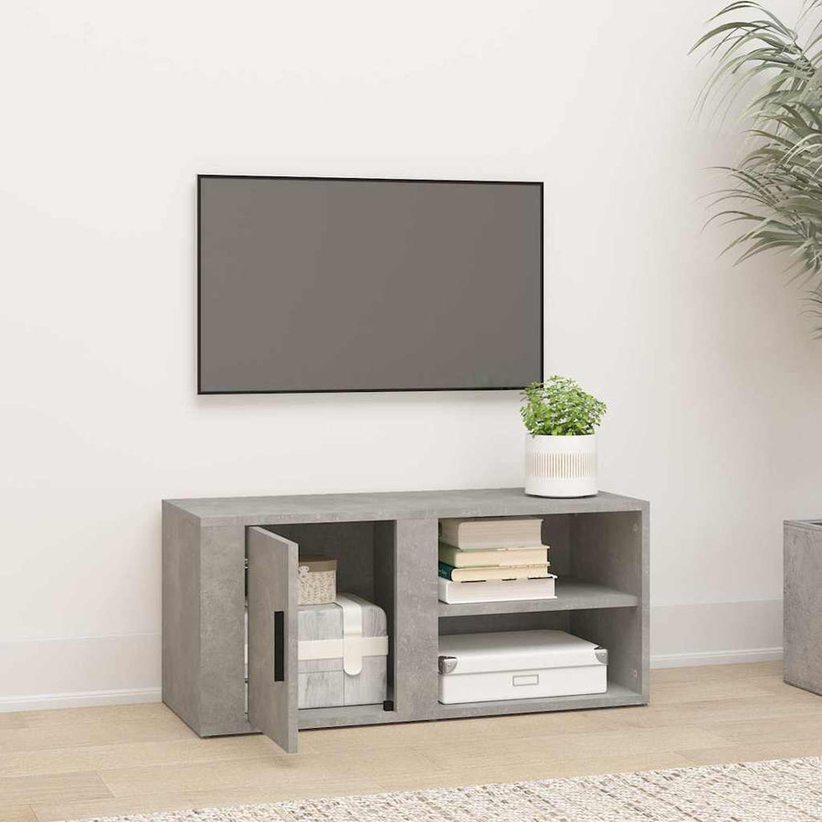 TV Cabinet Concrete Grey 80x31.5x36 cm Engineered Wood