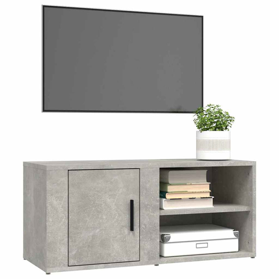 TV Cabinet Concrete Grey 80x31.5x36 cm Engineered Wood