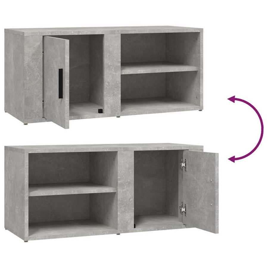TV Cabinet Concrete Grey 80x31.5x36 cm Engineered Wood