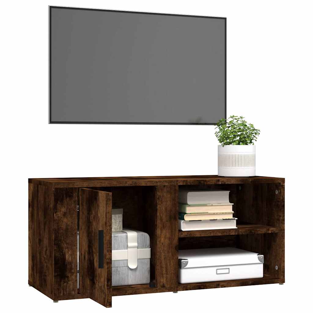 TV Cabinet Smoked Oak 80x31.5x36 cm Engineered Wood