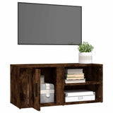 TV Cabinet Smoked Oak 80x31.5x36 cm Engineered Wood - 45-Degree Angle
