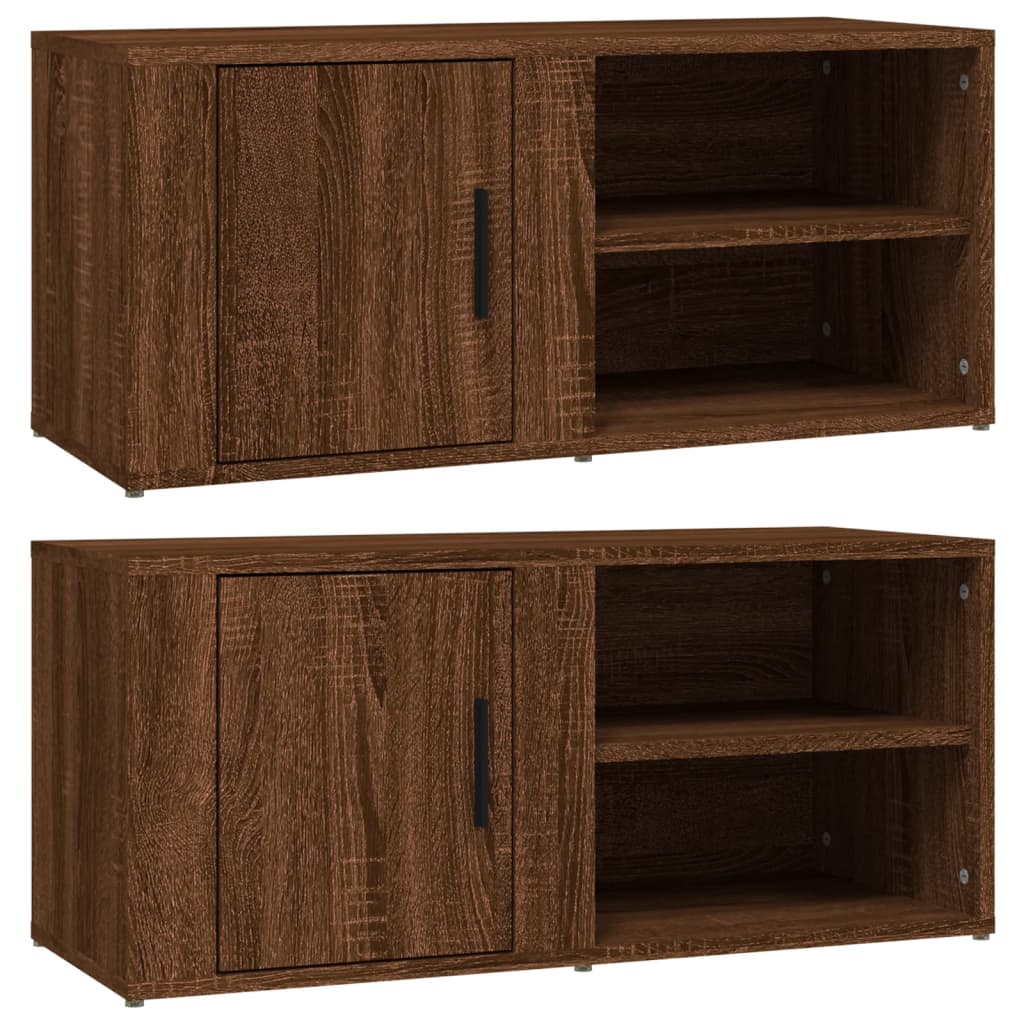 TV Cabinets 2 pcs Brown Oak 80x31.5x36 cm Engineered Wood