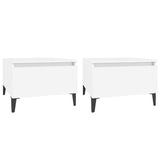 Side Tables 2 pcs White 50x46x35 cm Engineered Wood - Front View