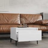 Side Table High Gloss White 50x46x35 cm Engineered Wood - Side View