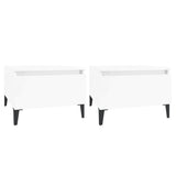 Side Tables 2 pcs High Gloss White 50x46x35 cm Engineered Wood - Front View