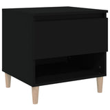 Bedside Table Black 50x46x50 cm Engineered Wood - Front View