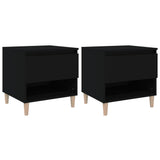 Bedside Tables 2 pcs Black 50x46x50 cm Engineered Wood - Front View