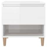 Bedside Table High Gloss White 50x46x50 cm Engineered Wood - 45-Degree Angle