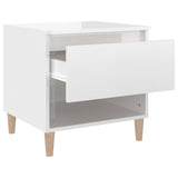 Bedside Table High Gloss White 50x46x50 cm Engineered Wood - Close-Up Angle
