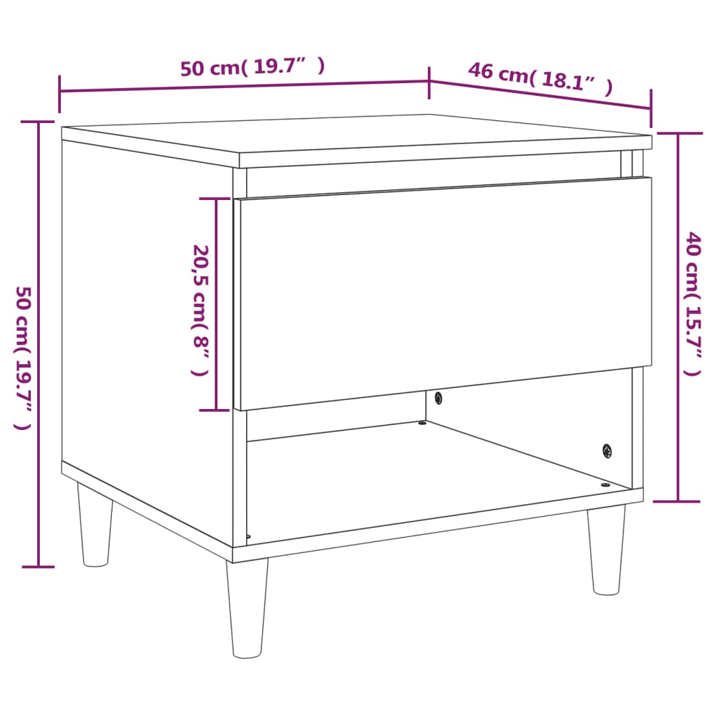 Bedside Table Sonoma Oak 50x46x50 cm Engineered Wood