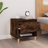 Bedside Table Smoked Oak 50x46x50 cm Engineered Wood - Side View