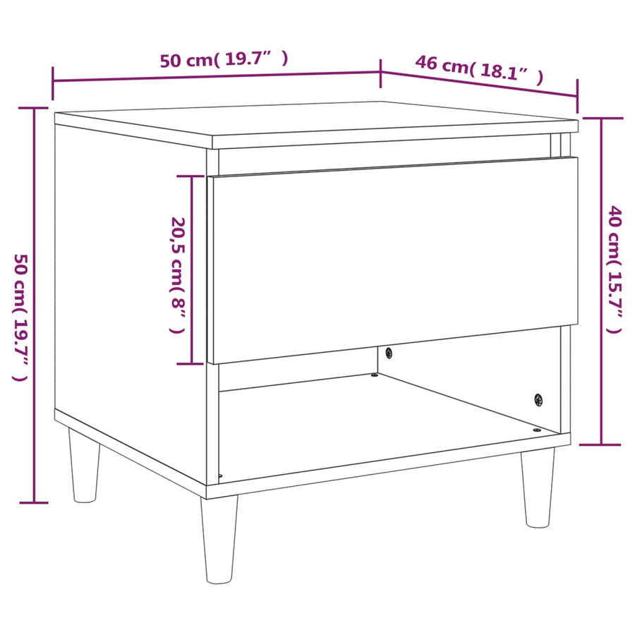 Bedside Table Smoked Oak 50x46x50 cm Engineered Wood