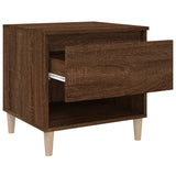 Bedside Table Brown Oak 50x46x50 cm Engineered Wood - Close-Up Angle