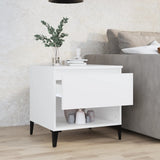 Side Table White 50x46x50 cm Engineered Wood - Side View