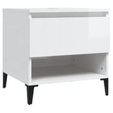 Side Table High Gloss White 50x46x50 cm Engineered Wood - Front View