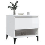Side Table High Gloss White 50x46x50 cm Engineered Wood - Top-Down View