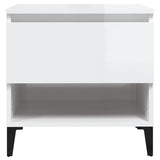Side Table High Gloss White 50x46x50 cm Engineered Wood - Rear View