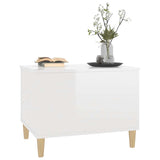 Coffee Table High Gloss White 60x44.5x45 cm Engineered Wood - Close-Up Angle