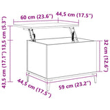 Coffee Table High Gloss White 60x44.5x45 cm Engineered Wood