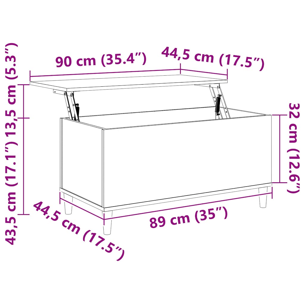Coffee Table White 90x44.5x45 cm Engineered Wood