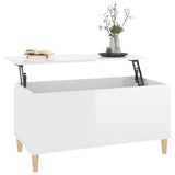 Coffee Table High Gloss White 90x44.5x45 cm Engineered Wood - 45-Degree Angle