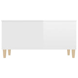 Coffee Table High Gloss White 90x44.5x45 cm Engineered Wood - Close-Up Angle