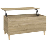 Coffee Table Sonoma Oak 90x44.5x45 cm Engineered Wood - Front View