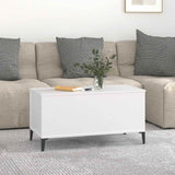 Coffee Table White 90x44.5x45 cm Engineered Wood - Side View