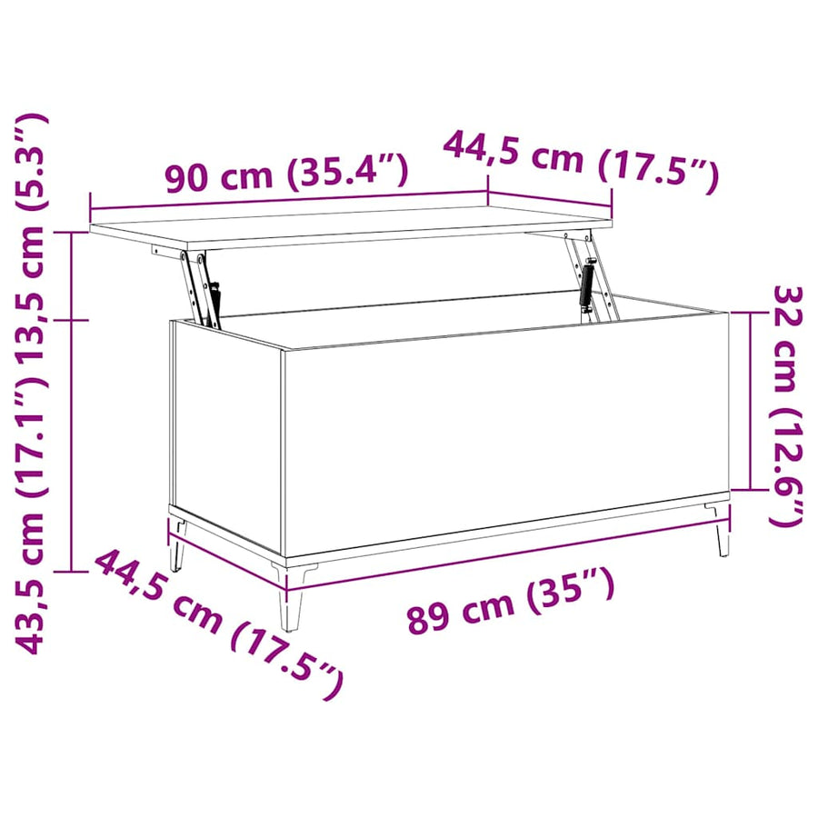 Coffee Table White 90x44.5x45 cm Engineered Wood