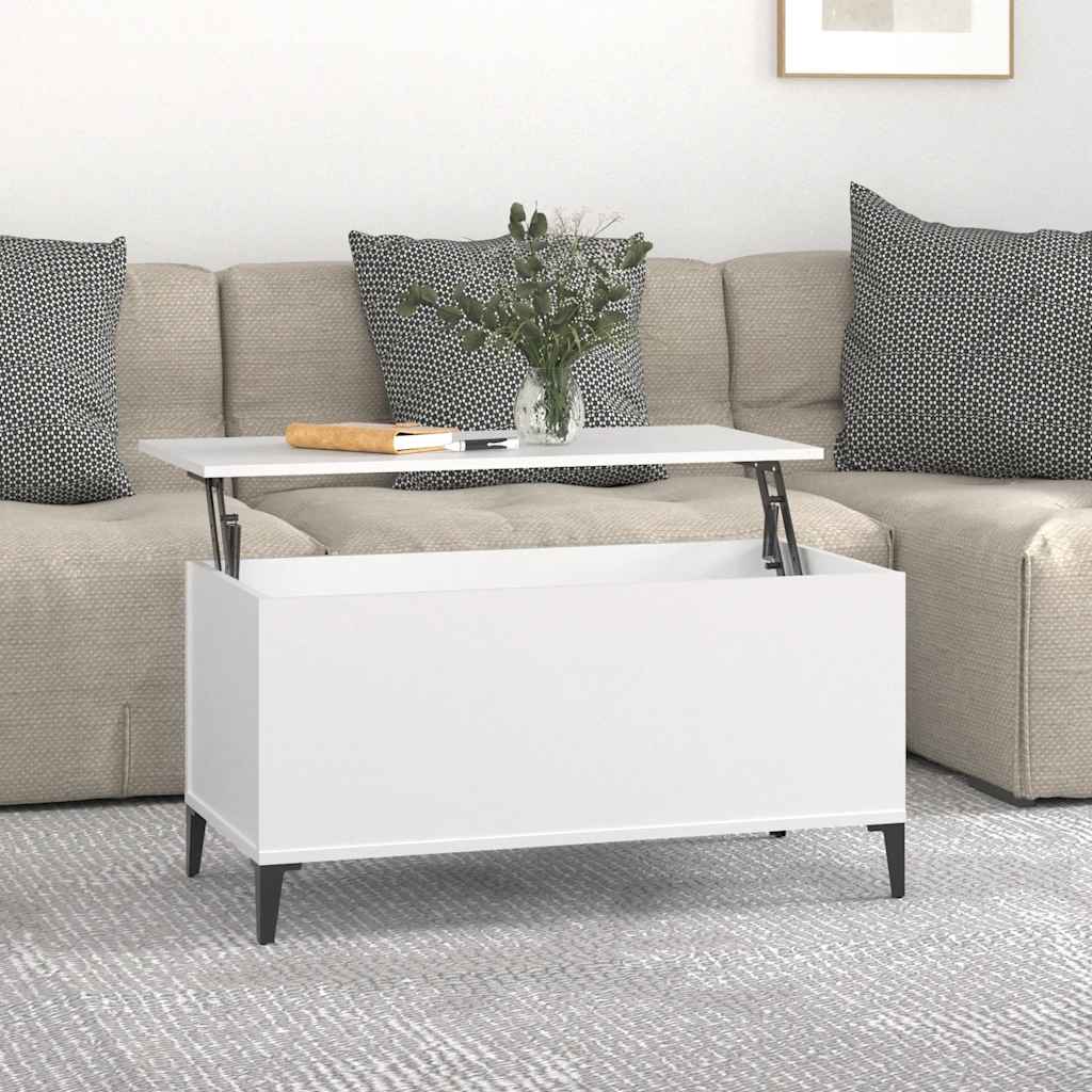 Coffee Table White 90x44.5x45 cm Engineered Wood