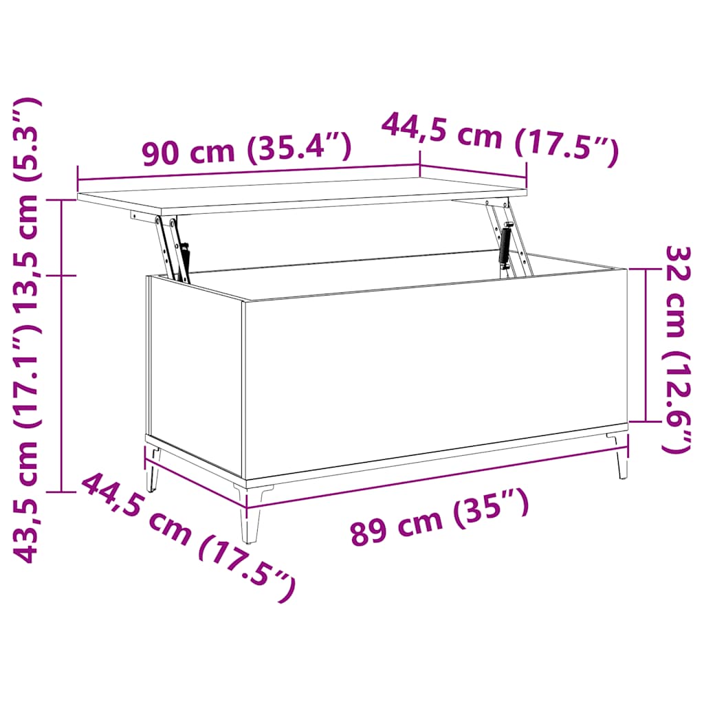Coffee Table Grey Sonoma 90x44.5x45 cm Engineered Wood