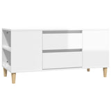TV Cabinet High Gloss White 102x44.5x50 cm Engineered Wood - Front View