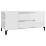 TV Cabinet High Gloss White 102x44.5x50 cm Engineered Wood - Front View